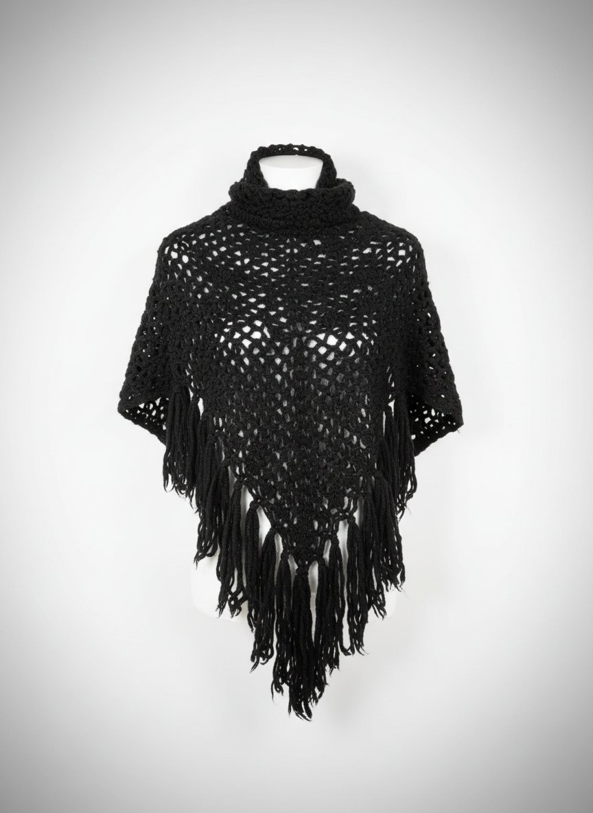 Cape noir en crochet 