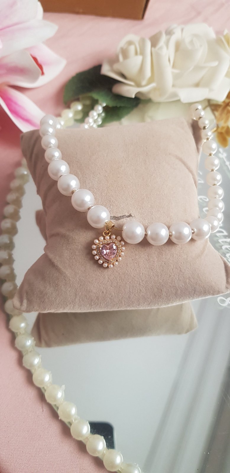 Collier perles cœur 