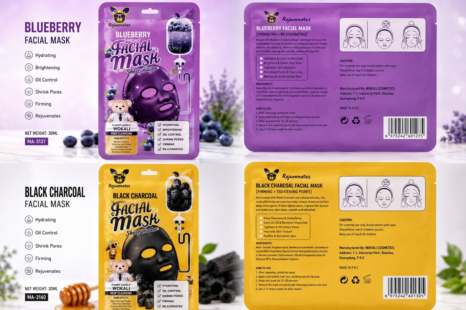 2 Facial Masks : Masque pour visage 