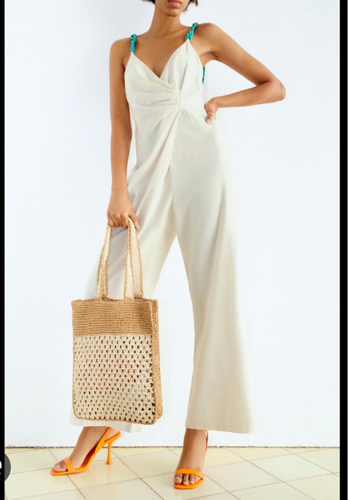 Combinaison en lin blanc zara 