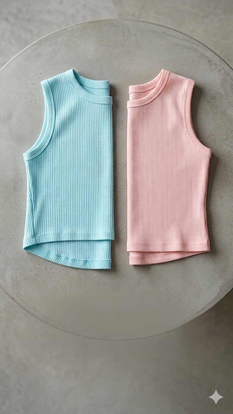 Lot de 2 Tops Courts Côtelés (Crop Tops)🩷🩵