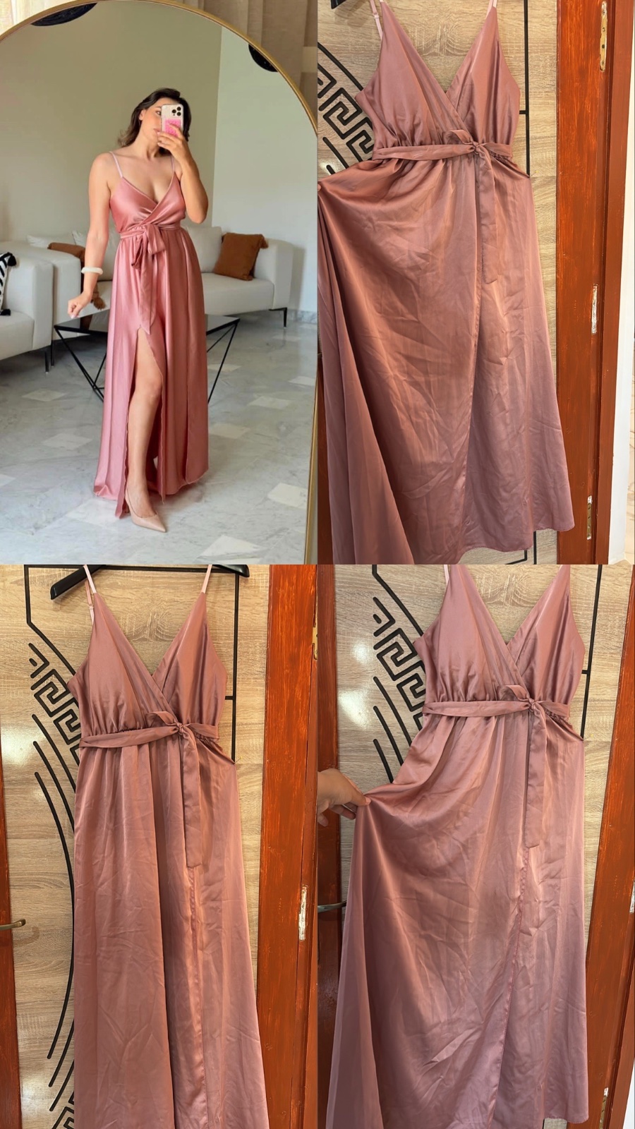 Robe Satin Rose poudrée