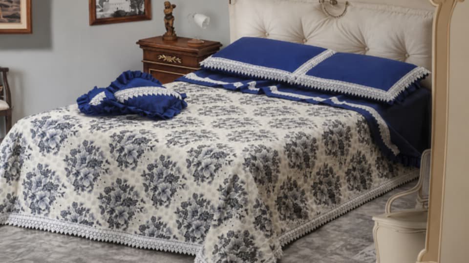 Parure de lit bleue 