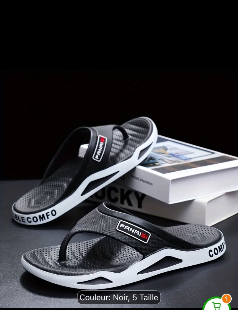 Claquettes Noire Hommes 