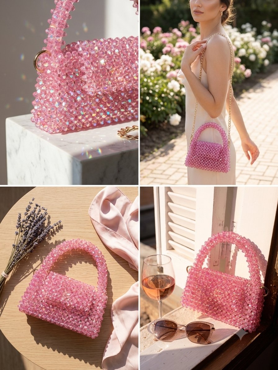 Sac à main cristal rosé