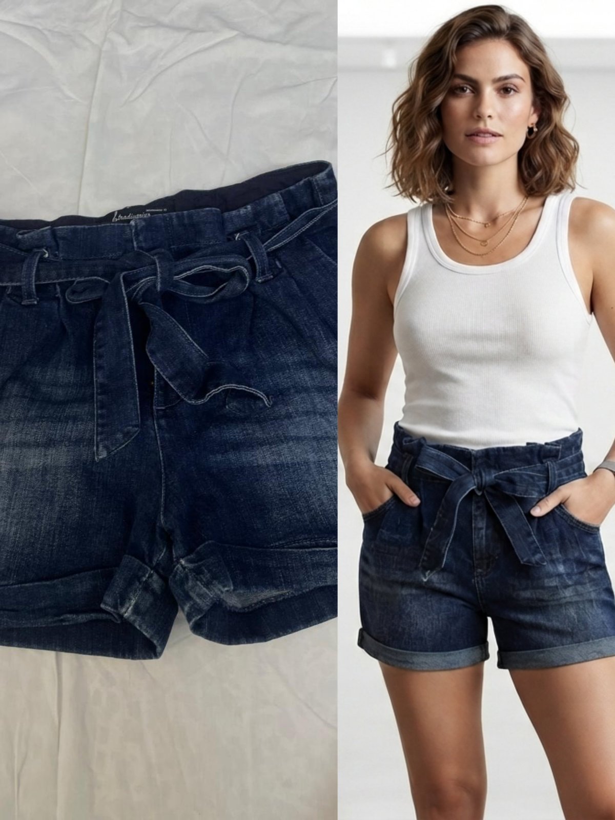✨ Short en jean - Ceinture nouée - Stradivarius 💙