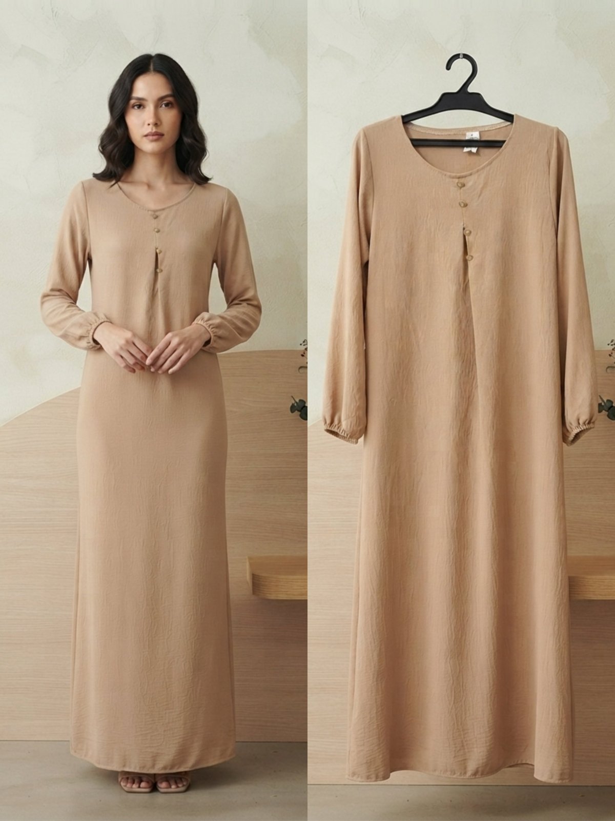 ✨ Robe longue élégante - Beige / Nude 🌾👗