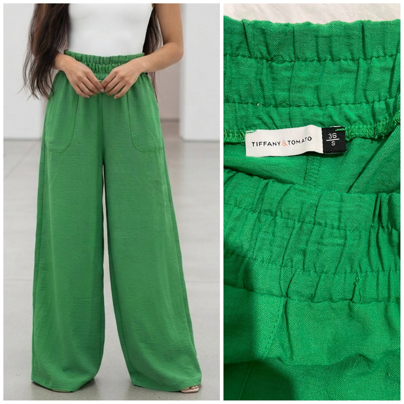 💚 pantalon fluide vert à jambes larges de la marque Tiffany & Tomato ✨
