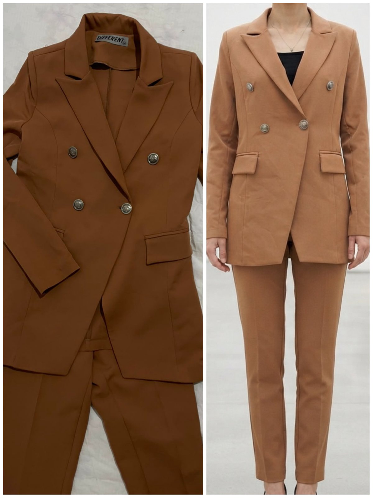 ✨ Ensemble tailleur chic - Blazer & Pantalon - Camel / Marron 🤎💼