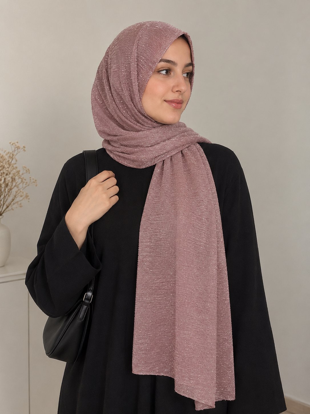 Foulard rose soiree 