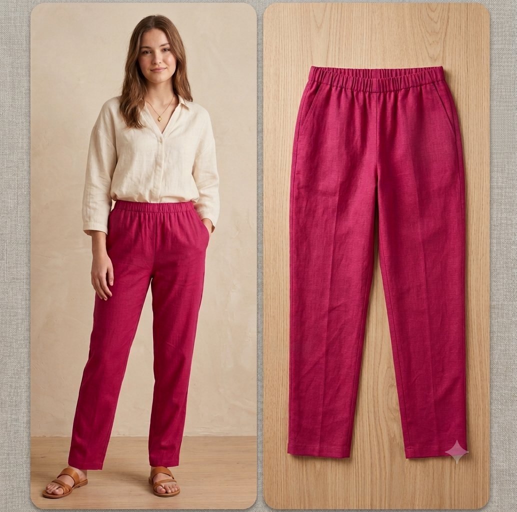 ✨ Pantalon fluide en lin - Fuchsia vibrant - Chic & Confortable 🌸👖