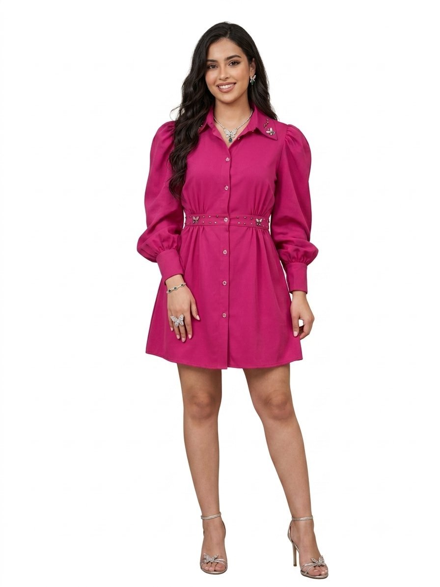 🌸 Robe chemise Fuchsia vibrante - Chic & Tendance - Neuf ✨👗