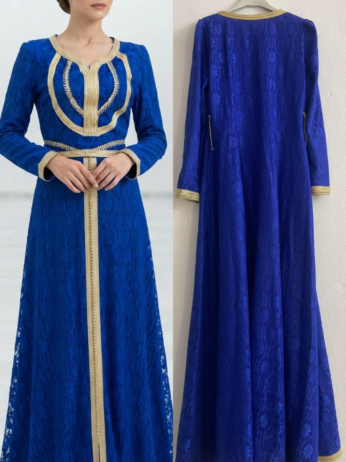 ✨ robe / kaftan traditionnelle - Bleu roi & Détails dorés  💙👑