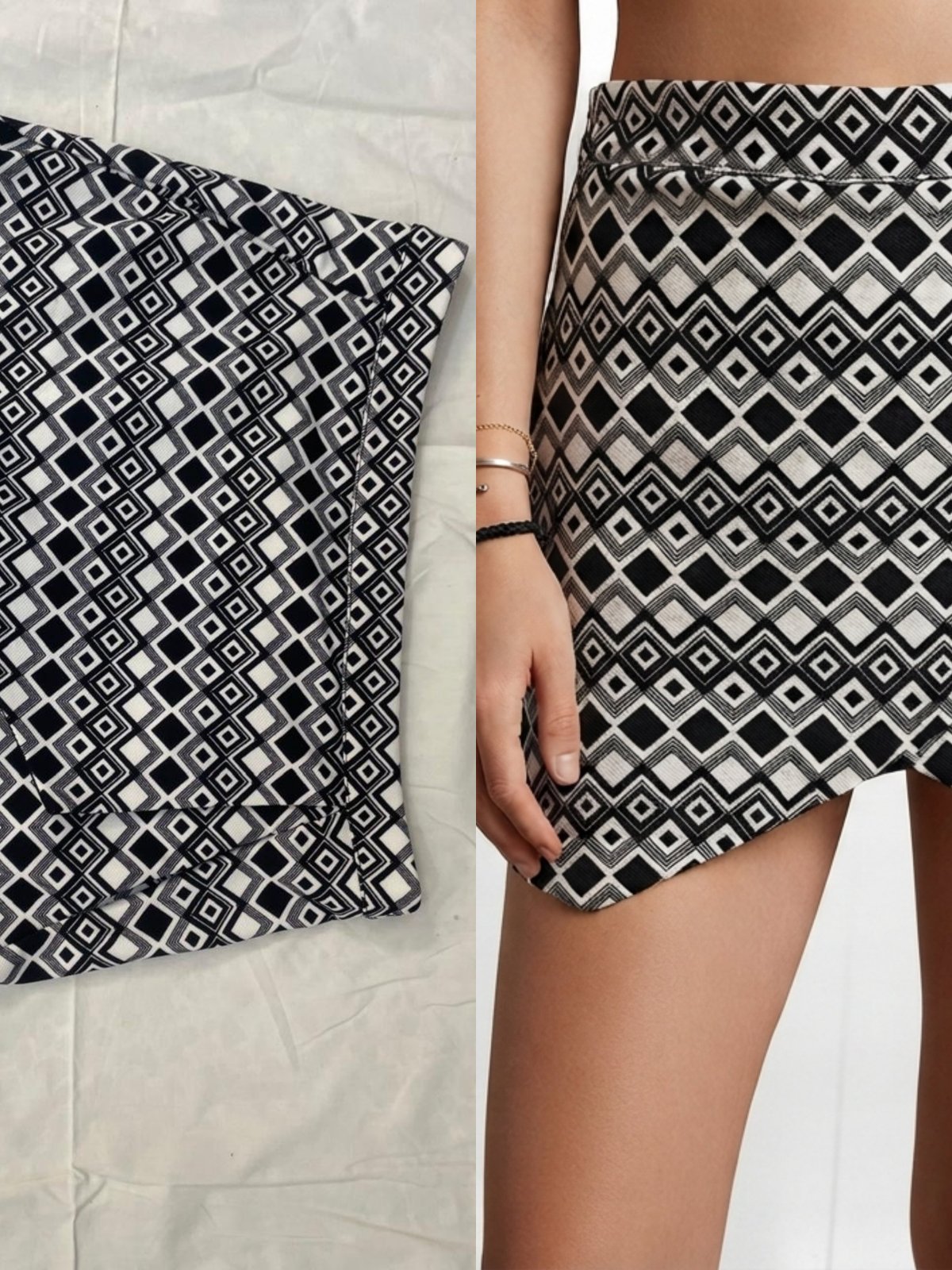 ✨ Skort graphique & tendance - Amisu - Noir et blanc chic 🖤🤍