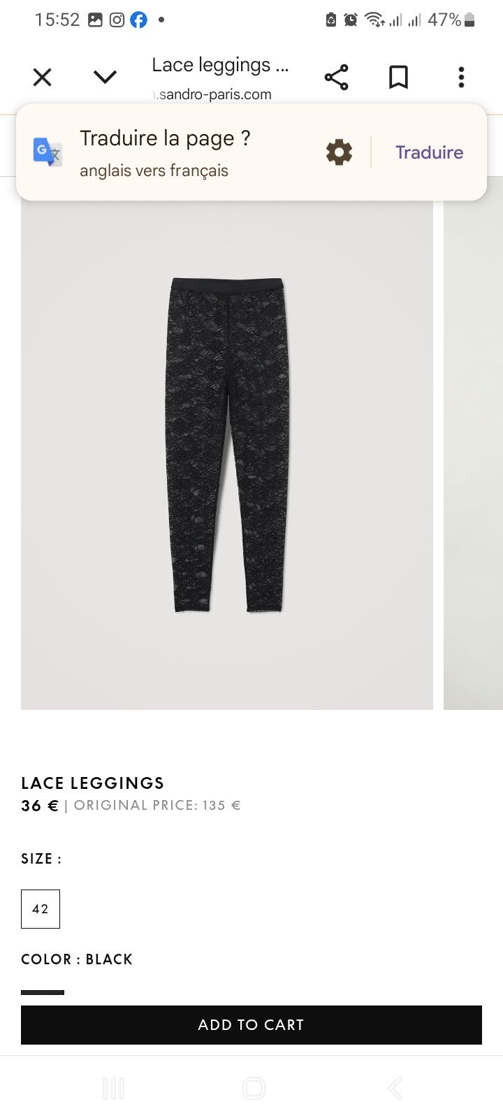 Legging noir sandro taille s