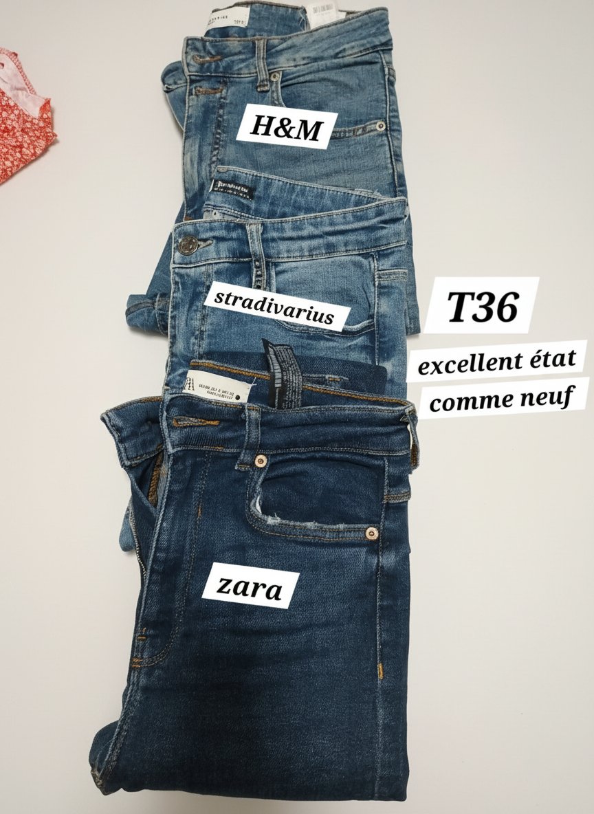 Je vide 3 beaux djeans de différentes marques 
