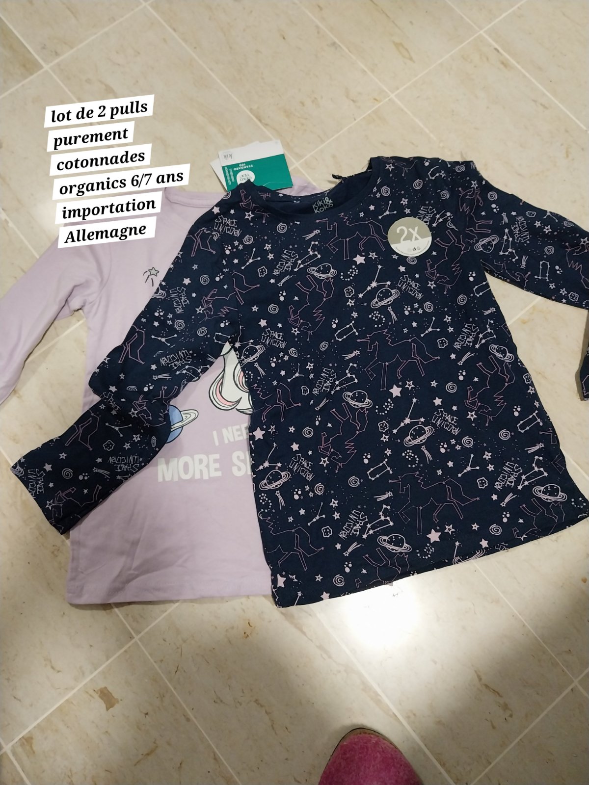 Lot de 2 pulls fillette purement cotonnades organics 