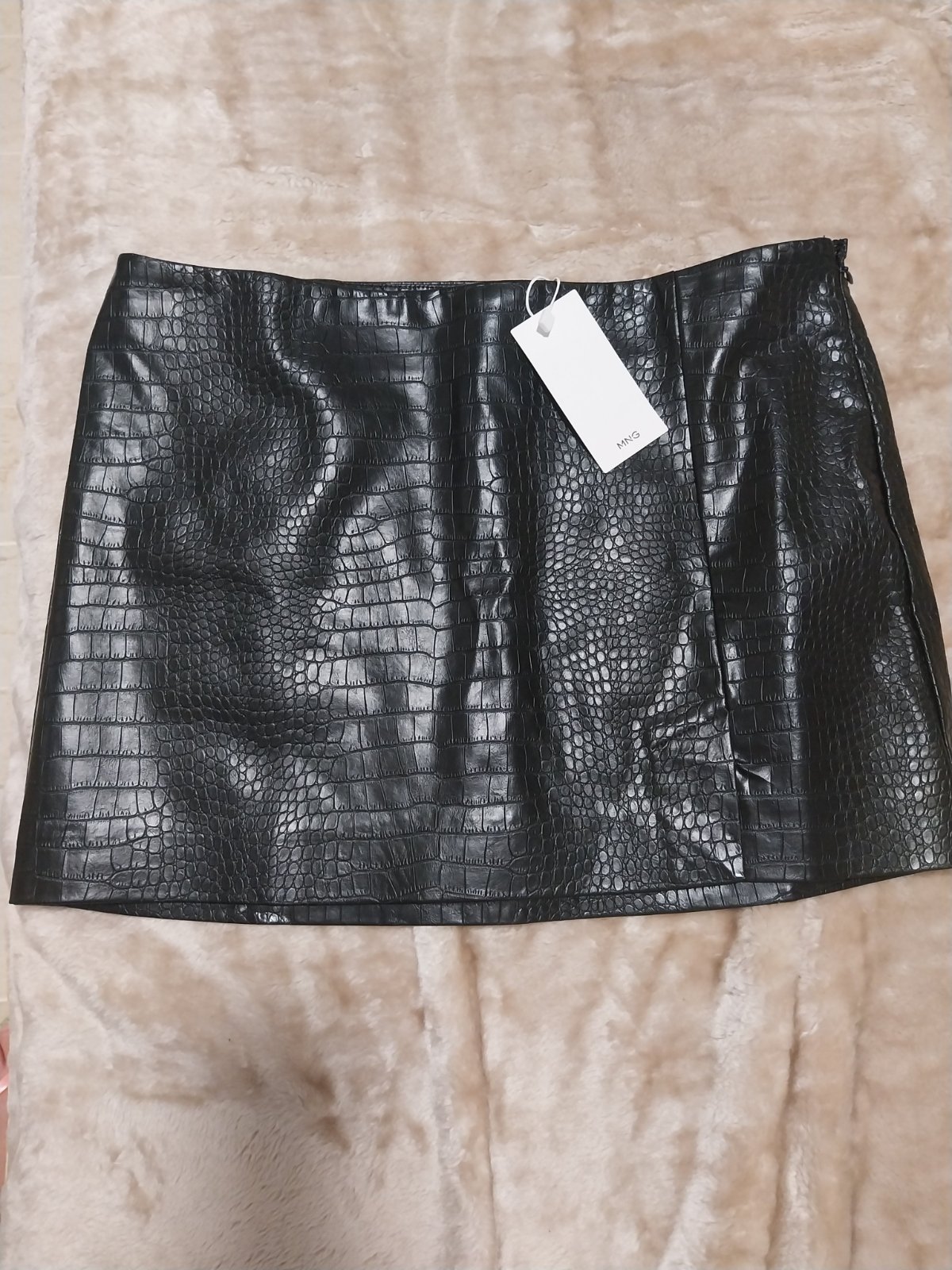 Jupe croco cuir Mango noir