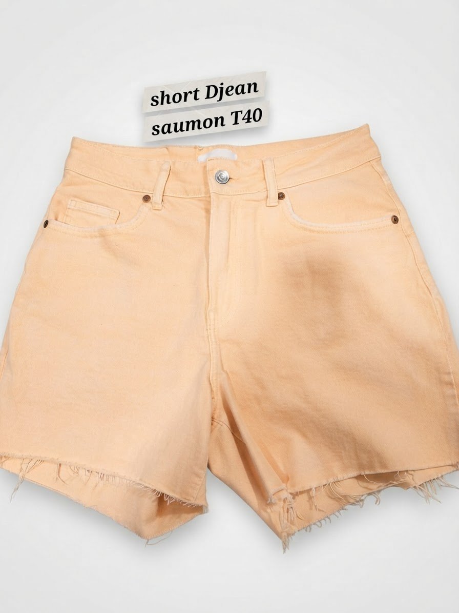Short Djeans fantaisie couleur saumon