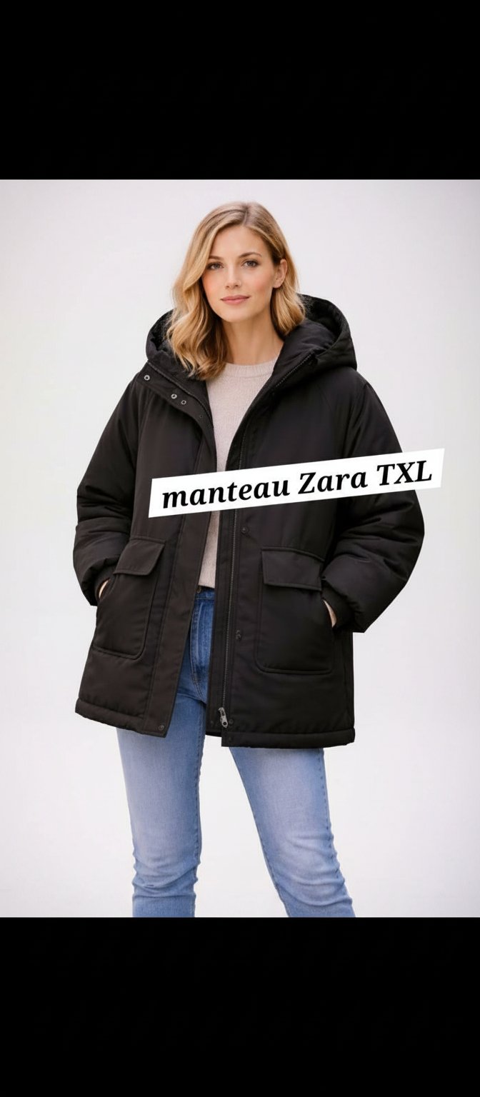 Tres beau manteau zara costaud dafdouf allekher tooop qualité et c unisex homme et femme mentionné taille S mais en réalité c'est XL c assez grand pour S pas du tout même pour M et L 