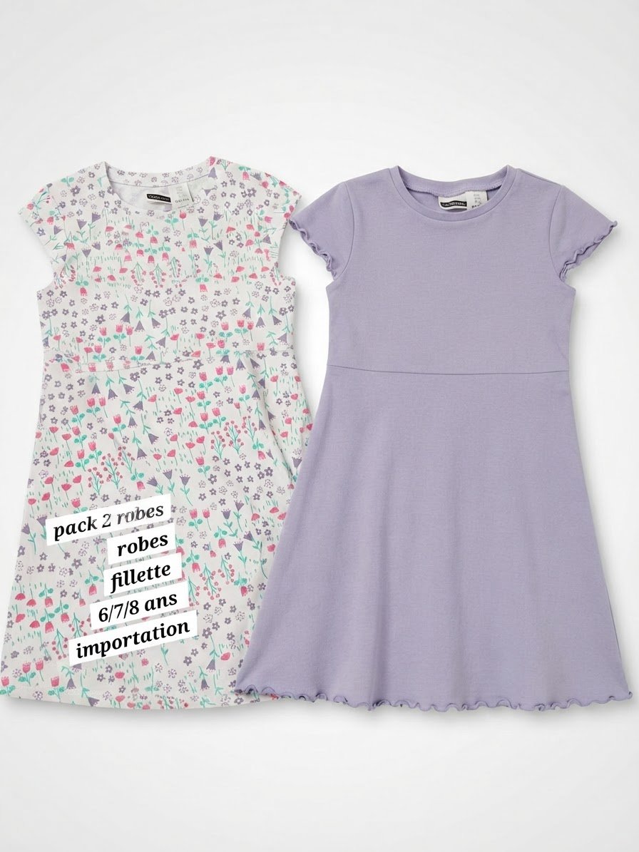 Pack de 2 robes fillette 6/7/8 ans 