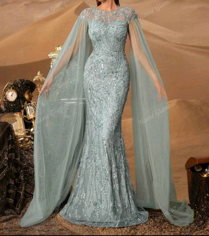 Robe soiree vert d 'eau