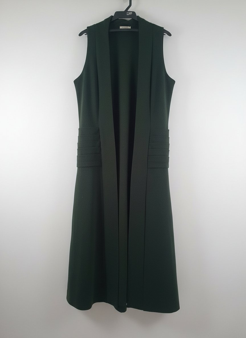 Blazer long sans manches vert