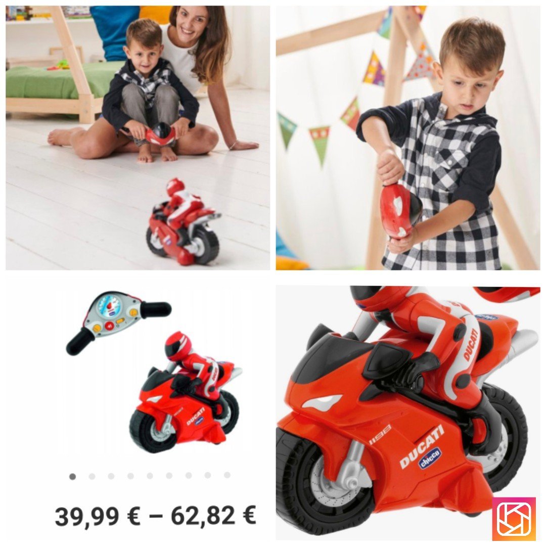 Moto télécommande  chicoo, il suffit incliné  la télécommande  en forme de guidon  de droite à gauche pour que la moto change de direction  , 