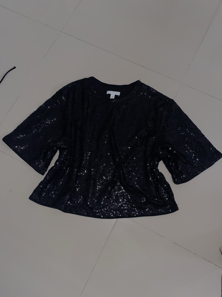 T shirt paillettes noir 
