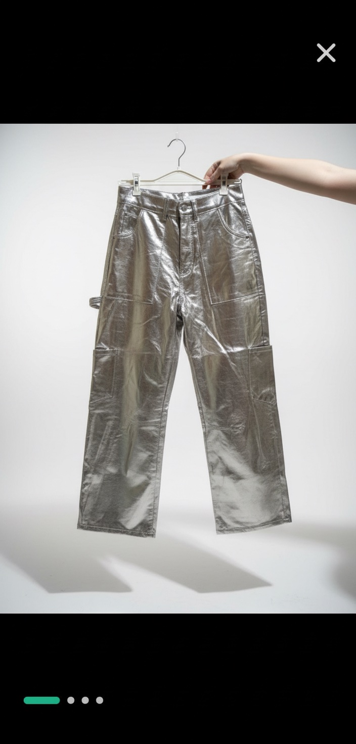 Wide Leg Pantalon Pull&Bear en Argent