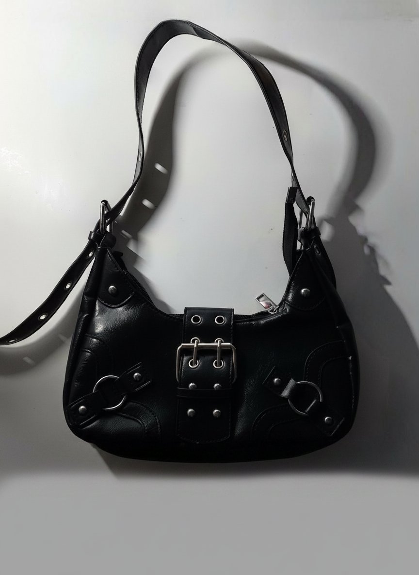 Black leather bag
