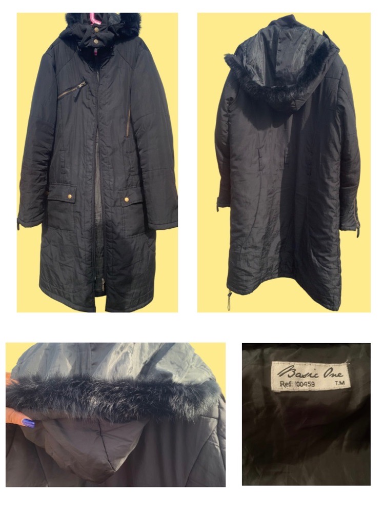 Manteau noir pour femme, taille M, de la marque Basic One