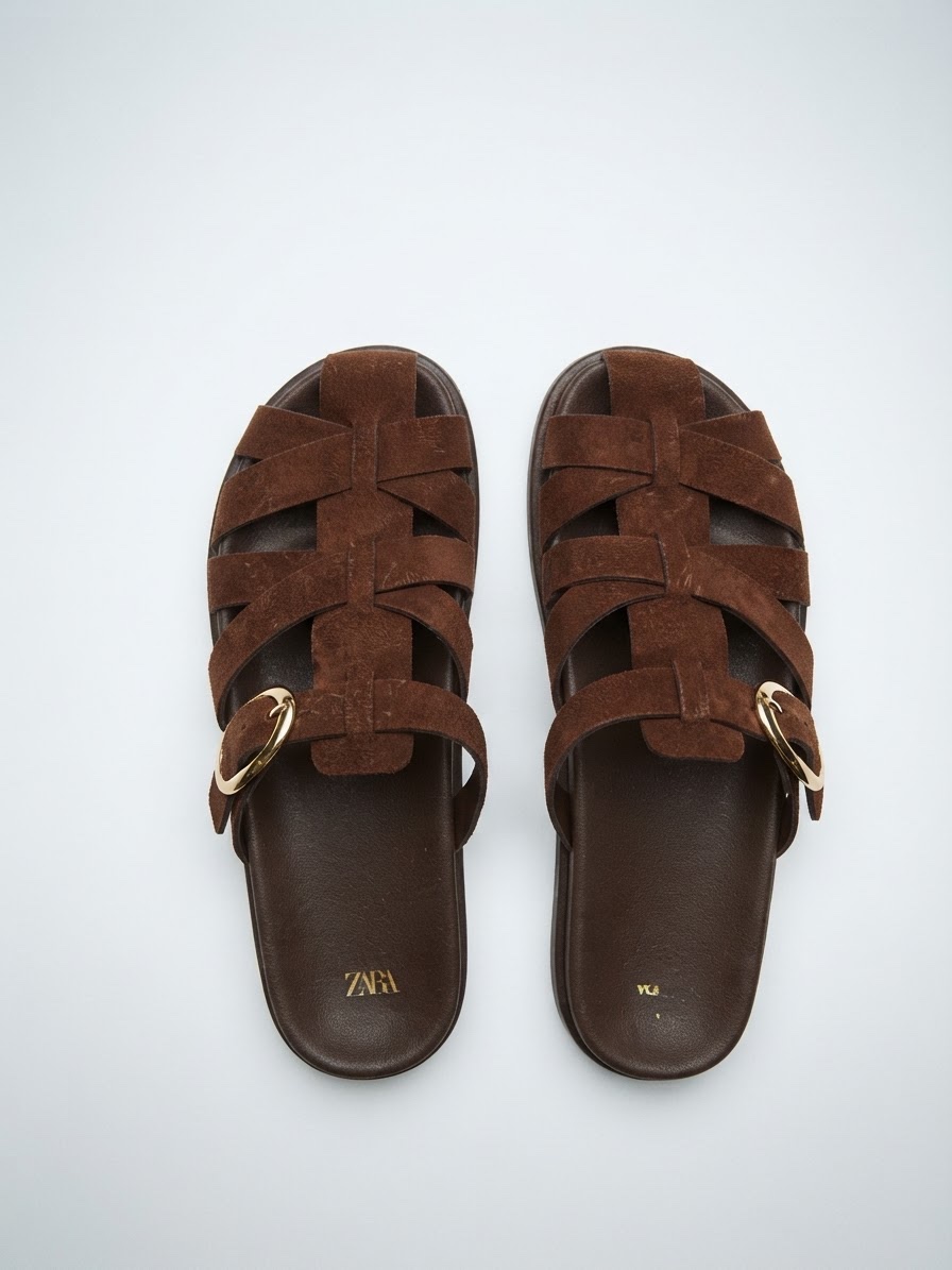 Sandales Tressées Marron - Boucle Dorée | Tendance Été