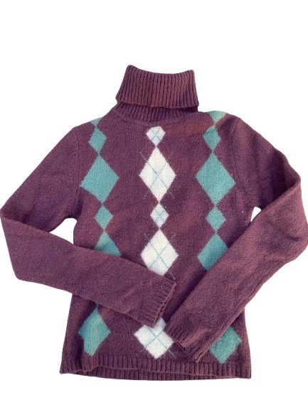 Pull violet à col montant pour femme – taille L