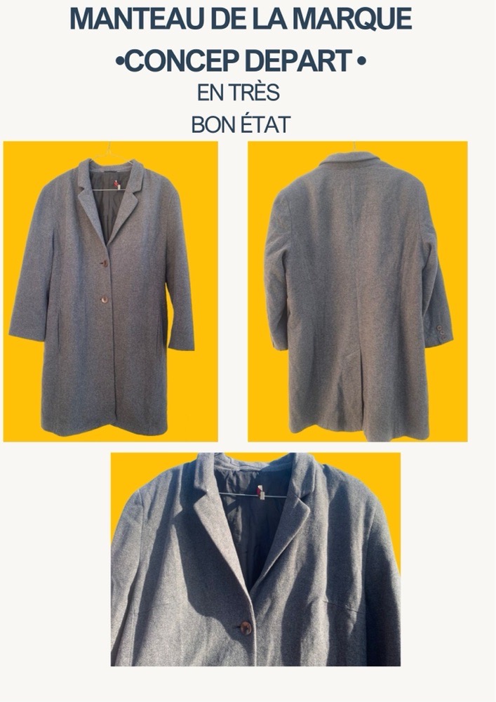 Manteau gris de la marque Concept Department en très bon état