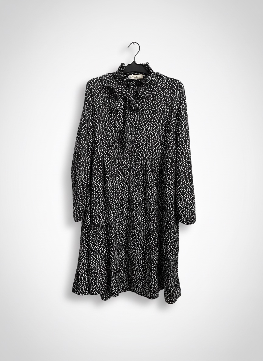 Robe élégante manches bouffantes - Pois - Taille L/XL