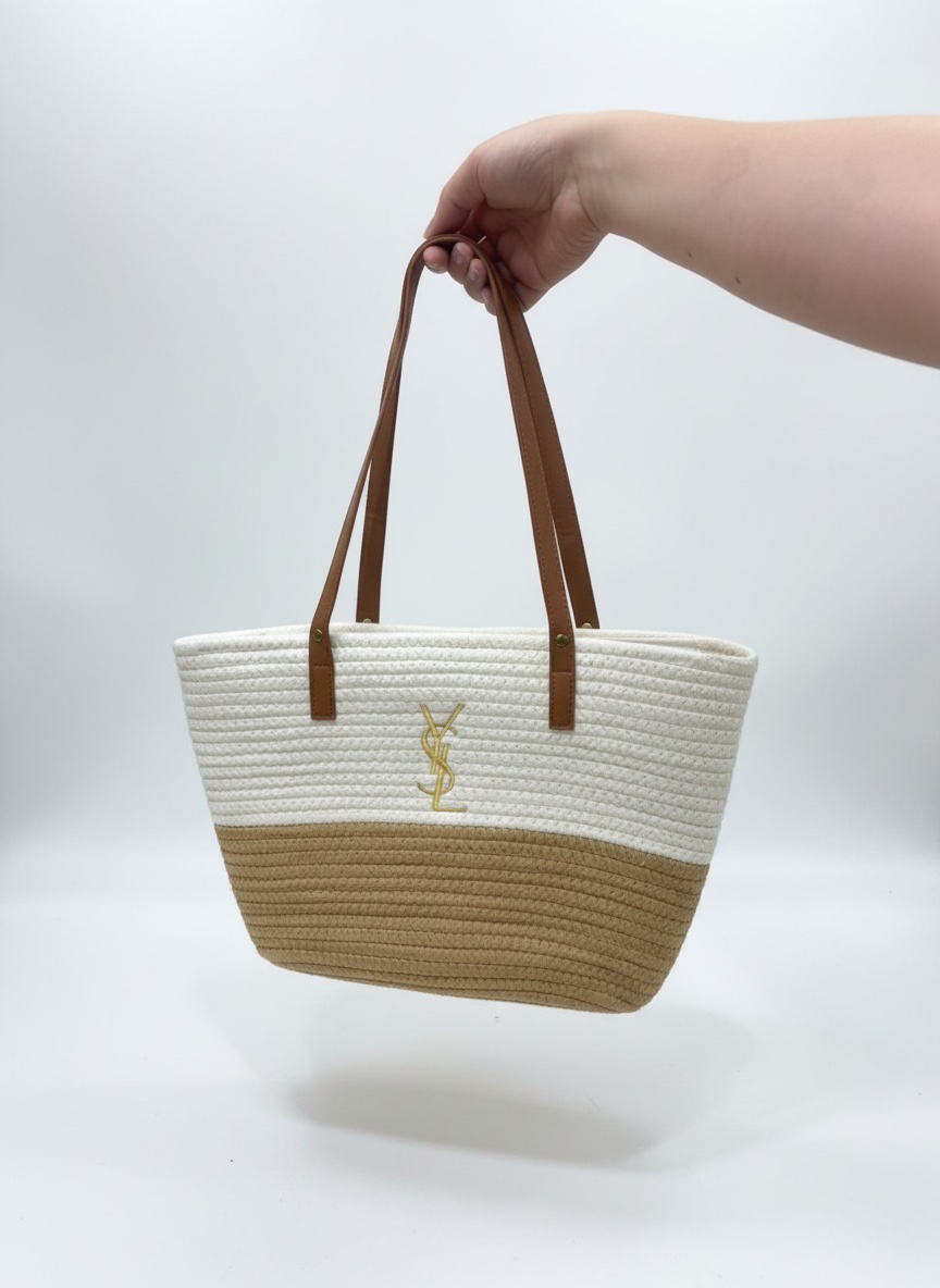 Sac Cabas Tressé Bicolore Élégant - Collection Été 2026