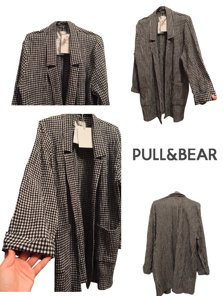 Veste style chemise pour femme de la marque Pull&Bear, couleur noir et blanc à carreaux, neuve avec étiquettes. Taille L