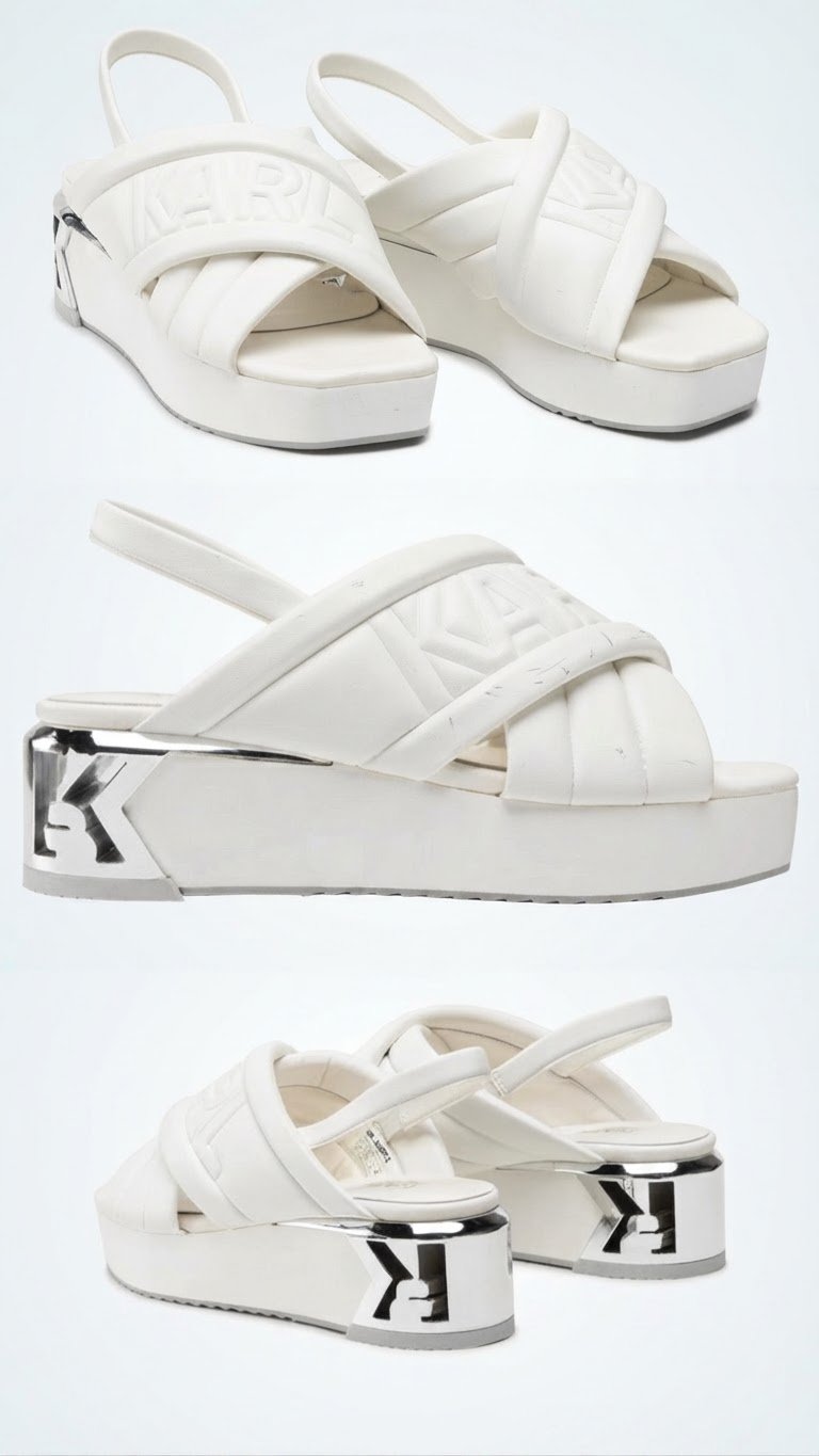 Sandales blanches à plateforme KARL LAGERFELD