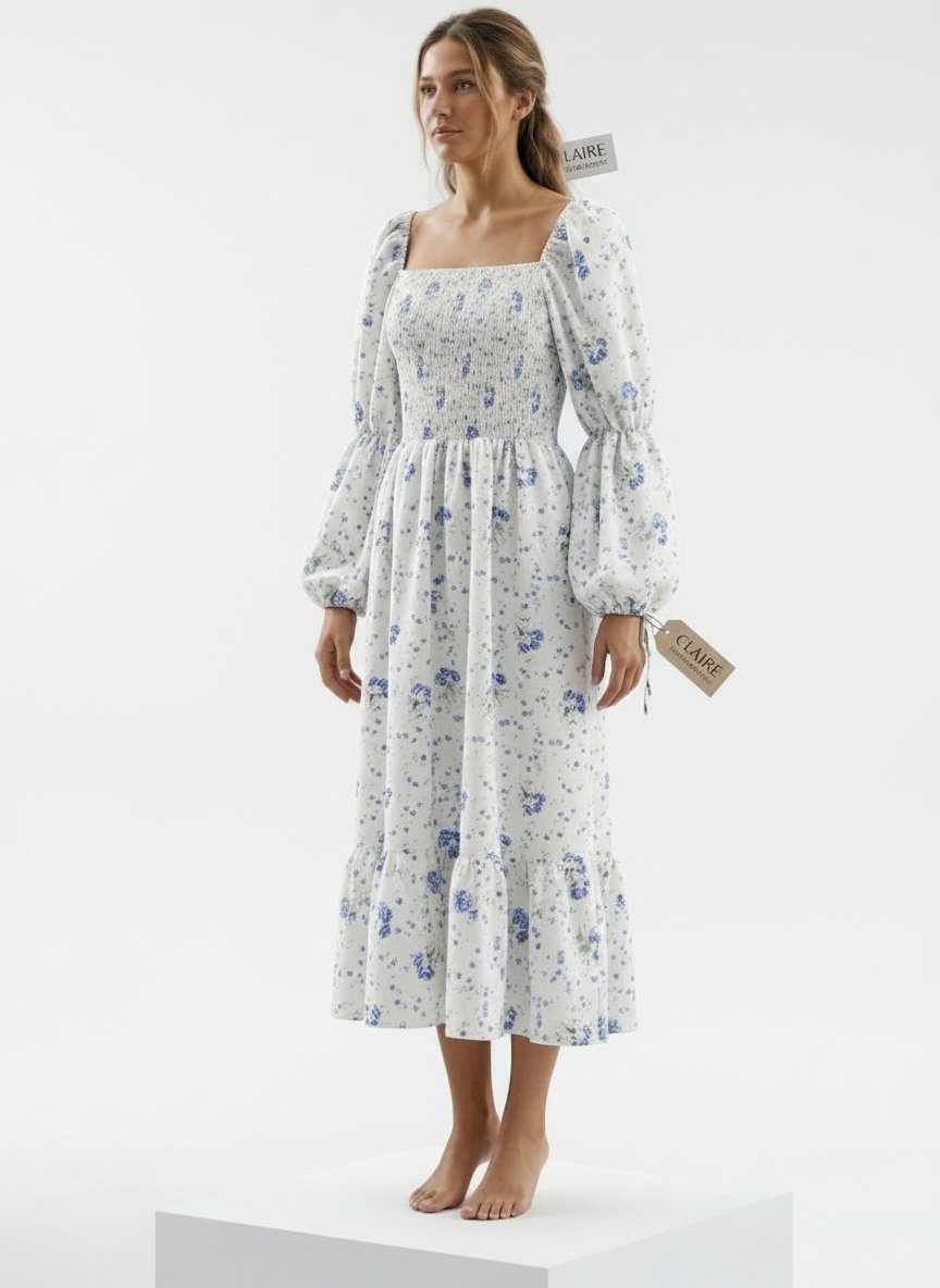 Robe d'été blanche et fleurie 