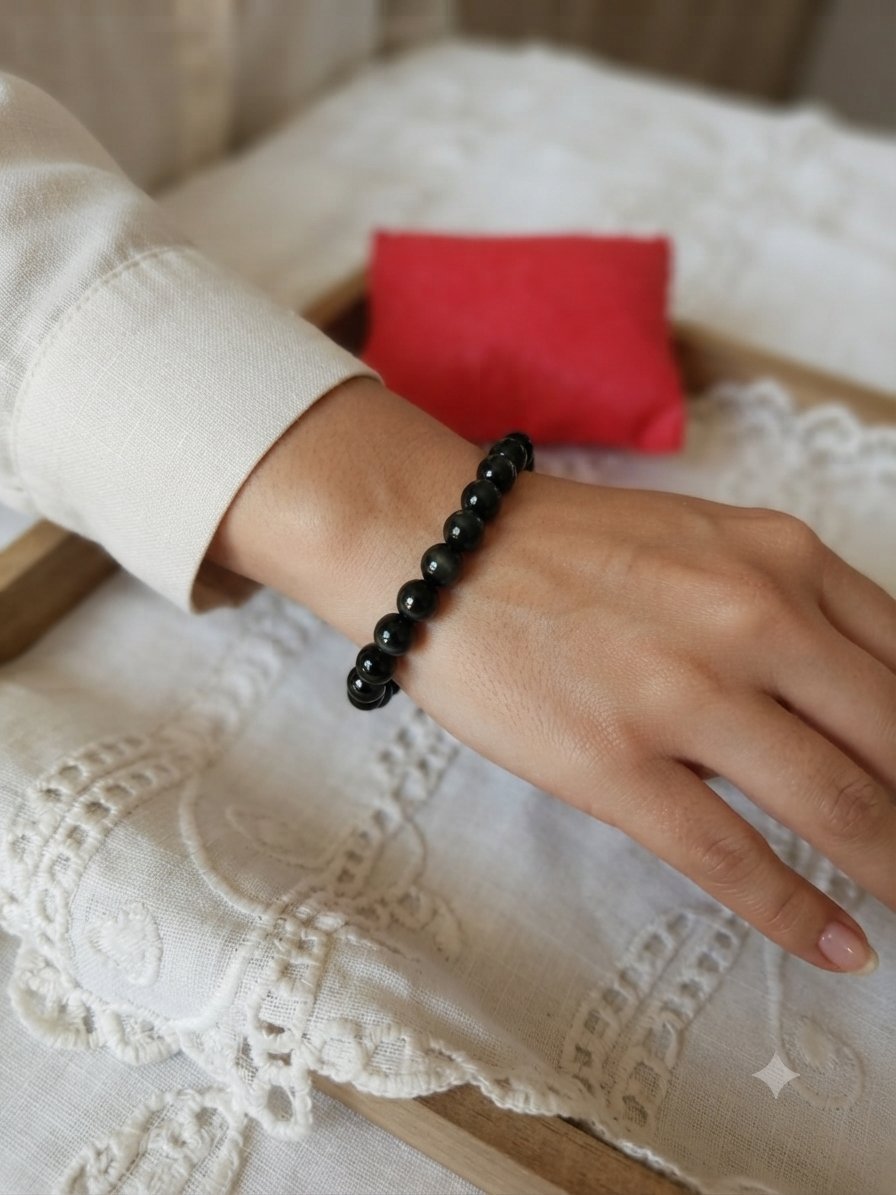 Bracelet en obsidienne noire