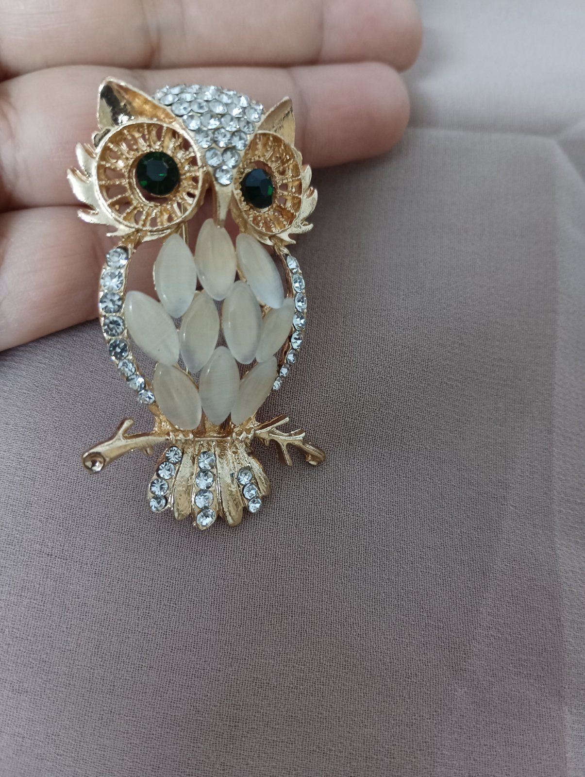 Broche hibou chouette doré 