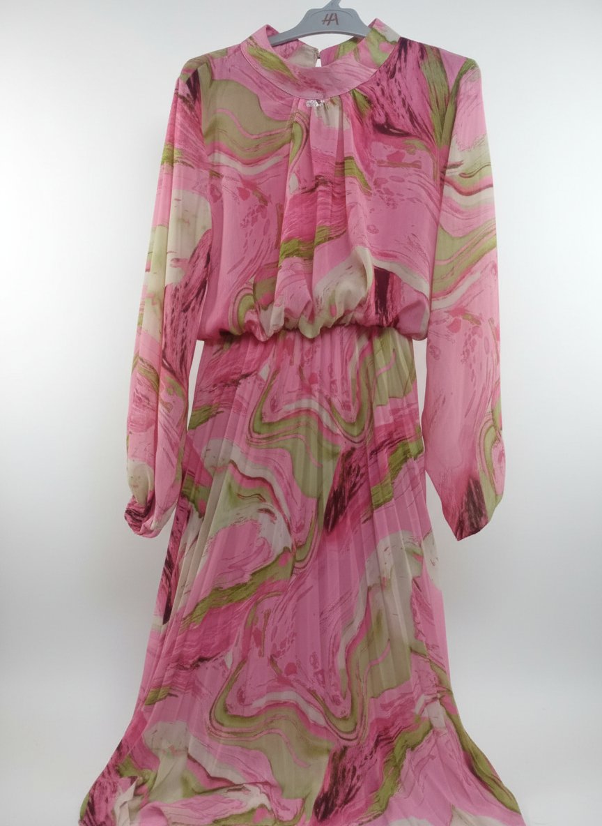 Robe longue femme latino Italy imprimé Marbré Rose)Vert 