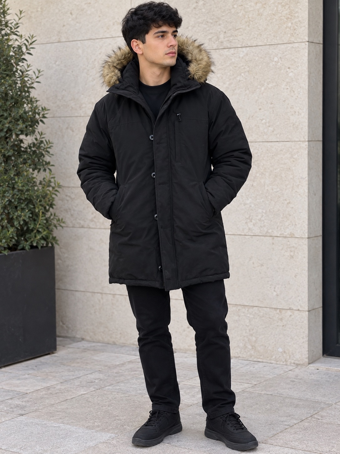 Parka homme Zara Noir