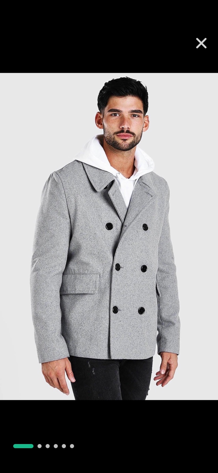 BoohooMAN wool look pea coat