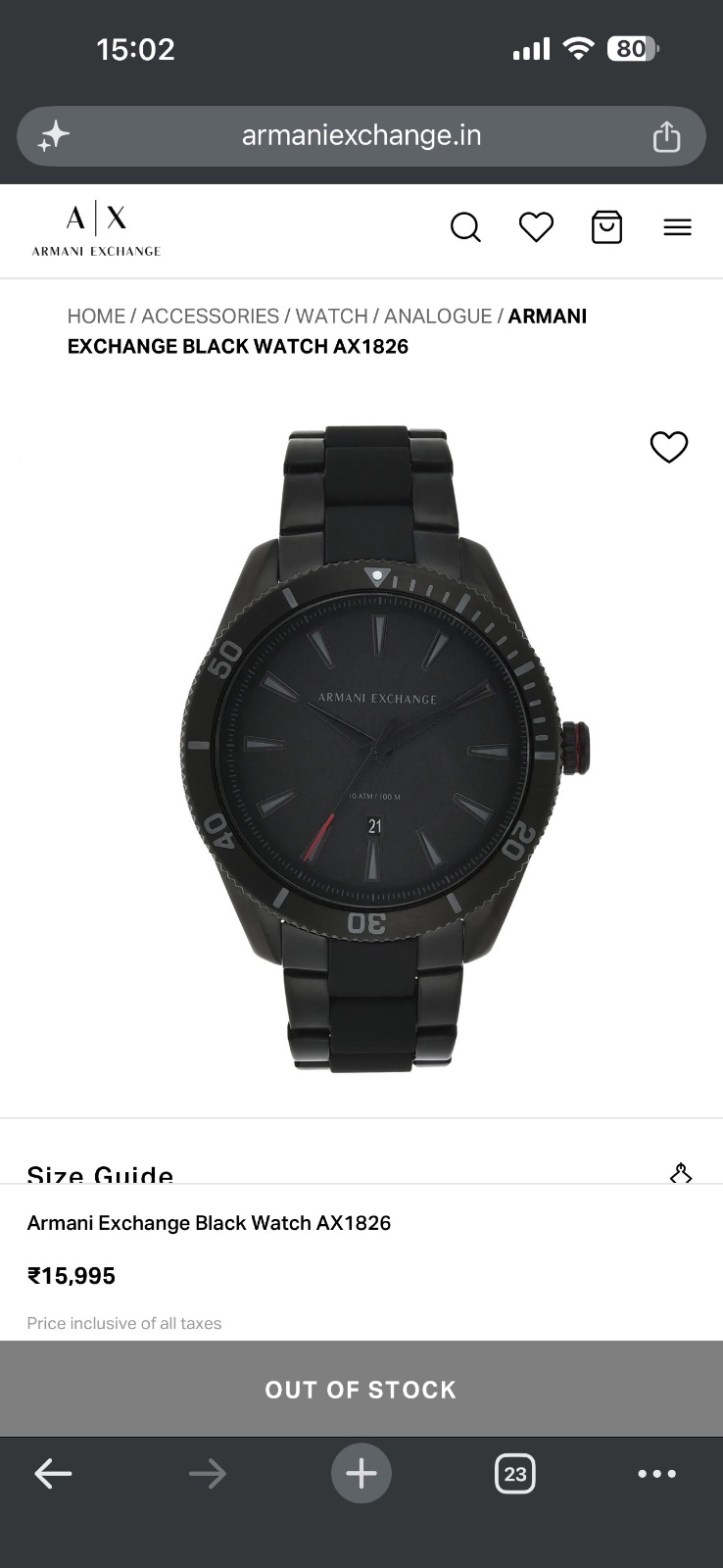 Montre pour homme armani exchange