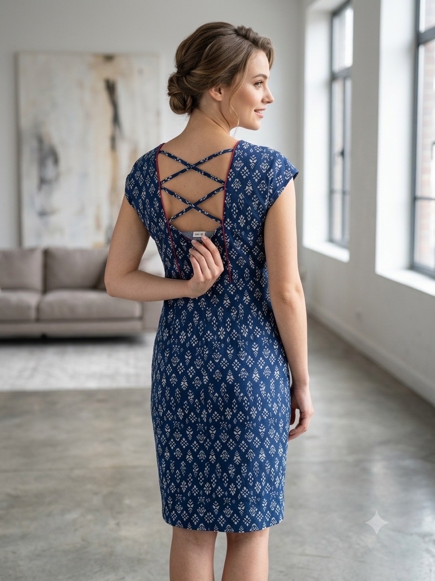Robe Bleu marine et Blanc 😍 élégante pour un cocktail ou une sortie estivale chic 👗