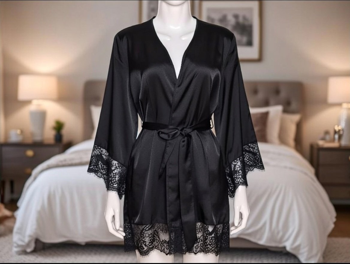 Magnifique Kimono satin et dentelle 