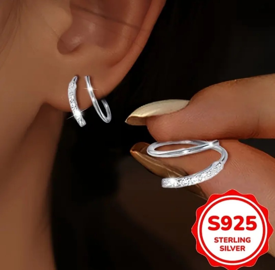 Paire boucles d'oreille design, argent S925