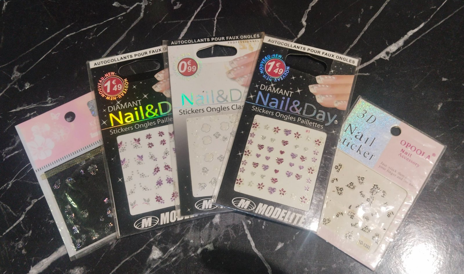 Autocollant mail art pour faux ongles importés 